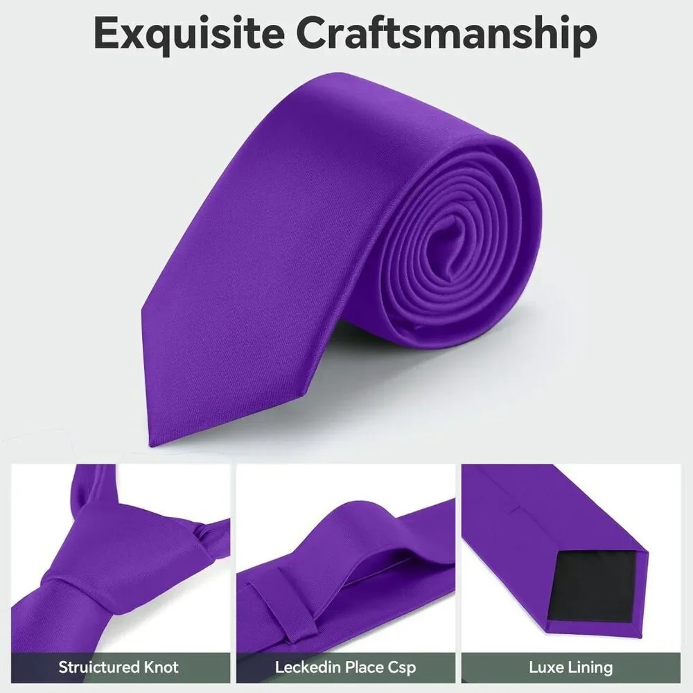 Men's Purple Solid Pure Color Formal 3.15